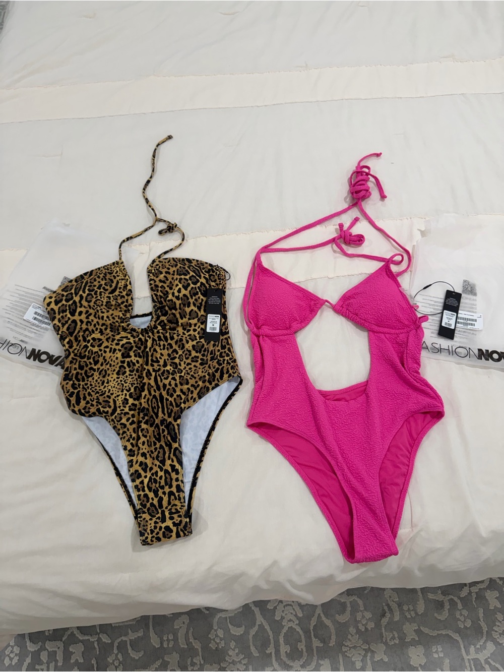 Fashion Nova Woman’s One Piece Swimsuits - Hot Pink & Leopard (2) for 1 Price